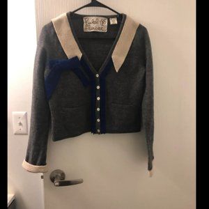 Rare Anthropologie Field & Flower Schoolgirl Wool Cardigan Sweater Sz S